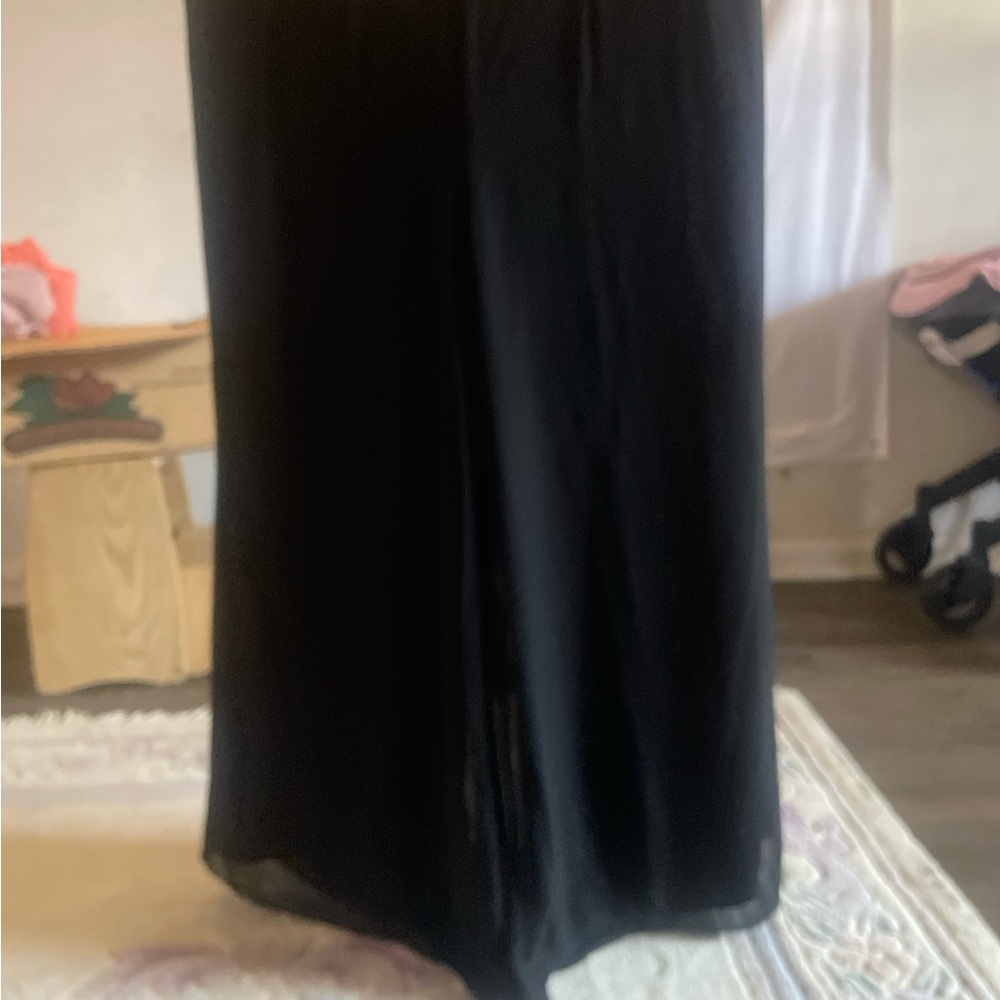 Dressbarn Black Asymmetrical Wrap Maxi Skirt